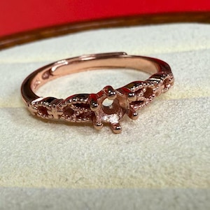 Sterling Silber Runde Ringfassung, Runder Ringkopf, 925 Silber Ringschiene mit Kralle, Luxusring, Verstellbare Ringschiene 4 mm