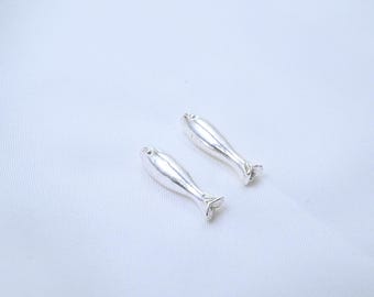 Sterling Silver Spiral Fish Beads, Sea Life Bracelet Spacer