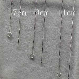 Sterling Silver Box Chain Earring Threader w/ Open or Closed Loop, 925 Silver Ear Wire Threader, Tarnish Free Ear Threader 70mm 90mm 110mm