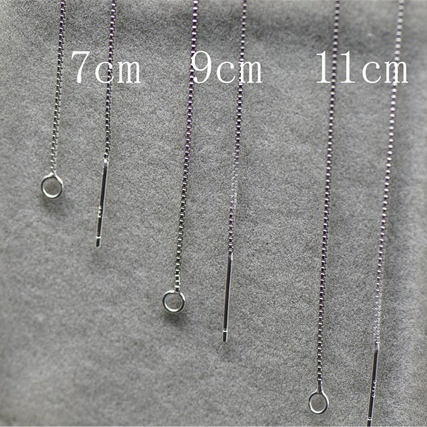 Sterling Silver Box Chain Earring Threader w/ Open or Closed Loop, 925 Silver Ear Wire Threader, Tarnish Free Ear Threader 70mm 90mm 110mm