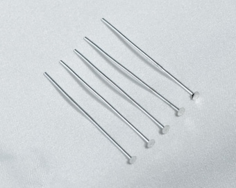 Sterling Silver Headpins, Ball & Flat Head Pins, Jewelry Making (15-40mm Length, 0.4-0.7mm Thick)