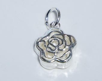 Sterling Silver Flower Charm Pendant, Floral Jewelry
