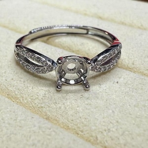 Sterling Silver Round Ring Setting, Round Ring Head, 925 Silver Ring Prong Setting With Claw, Pave setting, Ring Band 4*4 5*5 6*6 7*7 8*8mm