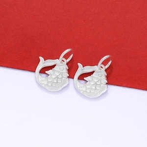 Sterling Silver Goldfish Charm Pendant, Koi Fish Bracelet, Fish Pond Necklace, Lucky Earring, Small Charm, Ocean Jewelry, Aquatic Charm, DIY