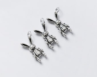 Charm de conejo de plata de ley, colgante de conejito, joyería de animales