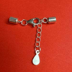 Sterling Silver Leather Cord End Cap Connectors with Extender, 925 Silver Cord End Caps with Lobster Clasp for Necklace, inner 3mm