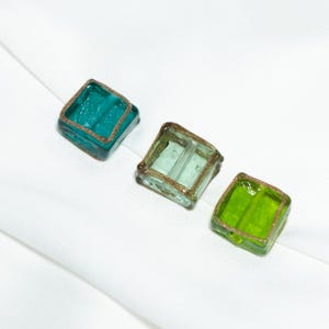 Bunte Glas Würfel Bead, Antik Gold, Schmuck Spacer (13 mm)