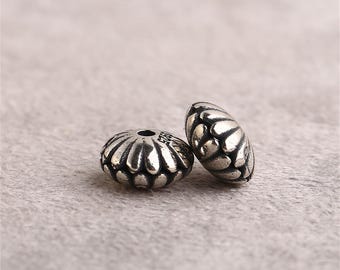 Sterling Silver Sunflower Bead, Antique Silver Daisy Spacer, Antique Silver Rondelle Bead, DIY Bracelet Necklace Jewelry Finding