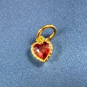 Sterling Silver CZ Heart Charm, s925 Silver Red Heart Charms For Jewelry Making Supplies, Necklace Charm, Bracelet Charm, Earring Charm