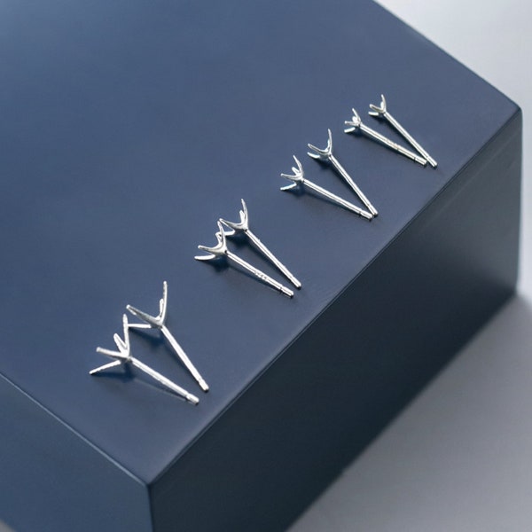 s925 Silver Claw Earring Setting without Back, 925 Silver Earring Post, 4 Prong Earring Post, Claw Earring Component 2.5/3/4/5/6/7/8mm