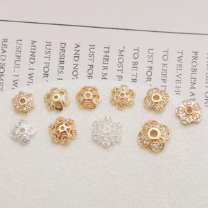 14K Gold Plated Flower Bead Caps, Floral Bead Caps, Gold Plated Brass Bead Caps For Jewelry Making Supplies, Floral Gold Bead Caps 8mm 10mm