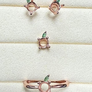 Sterling Silver Round Ring Setting, Apple Ring Head, 925 Silver Ring Prong setting with Claw, Solitaire Ring Settings, Ring Band 5*5mm 6*6mm