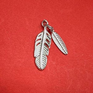 Sterling Silver Feather Charms, Double feather Charm, 925 Silver Bird Charm, Sterling earring charm bracelet charm necklace charm