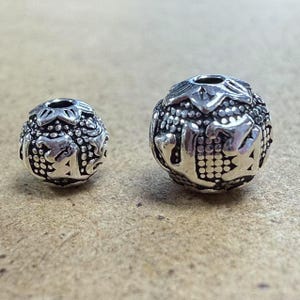 Sterling Silver Om Mantra Round Bead, 925 Silver Buddha Beads, Bracelet Spacer, Necklace Bead, Om Mani Padme Hum 6mm 8mm 10mm 12mm 14mm 16mm