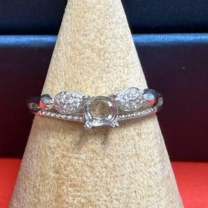 Sterling Silver Round Ring Setting,Round Ring Head, 925 Silver Ring Prong Setting With Water-Drop , Pave Setting , 4*4 5*5 6*6 7*7 8*8mm