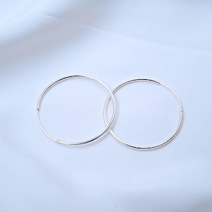 Sterling Silver Endless Hoop Earrings, Sizes 8mm-50mm