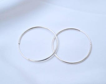 Sterling Silver Endless Hoop Earring, 925 Silver Round Circl Earwire Hoop, Huggie Earring, Earring Component 8mm 10mm 13mm 20mm 30mm 50mm