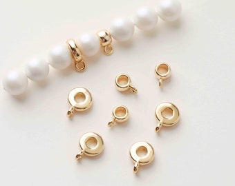 14K guldpläterade munkpärlor med fäste, 8 mm runda halsbandspärlor