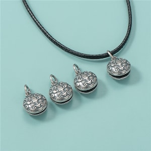 Sterling Silver Round Pi Xiu Bell Charm, s925 Silver Animals Bell Charm For Jewelry Making Supplies, Fortune Necklace Charm 12mm