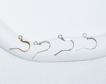 Gold Plated Ball French Earring Hooks, Earring Wire With Bead