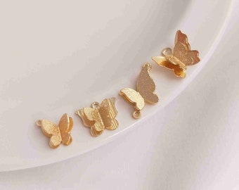 14K Gold Plated Butterfly Charm, Gold Tone Butterfly Link Charms For Jewelry Making Supplies, Bracelet Charm, Earring Charm DIY