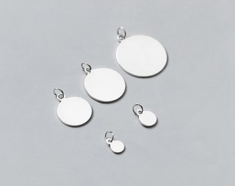 Sterling Silver Disc Blank Charms, Round Disc Charm, 925 Silver Disc, Sterling Round Disc Tag, Round Tag 4mm 5mm 10mm 12mm 15mm