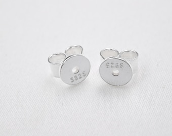 Sterling Silver Butterfly Ear Nuts, Earring Backs (4.5mm 5mm 6mm)
