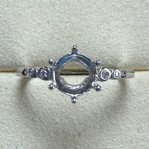 Sterling Silber Runde Ringfassung, Runder Ringkopf, 925 Silber Ring Krappenfassung mit Kralle, Sechser Ringfassung, Ringschiene 4 mm 5 mm 6 mm