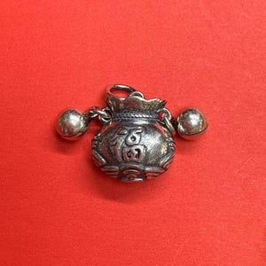 Ciondolo a forma di campana con sacco porta soldi in argento sterling, braccialetto con sacco portafortuna, collana con sacco porta soldi, orecchino con sacco porta talismano, gioielli con sacco porta monete, ciondolo dei desideri
