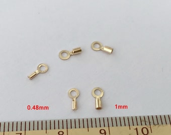 14K Gold Filled Cord End Caps, Gold Filled Bracelet Cord End Caps 0.48mm 1.0mm Inside Diameter, Bracelet Cord End Cap for Jewelry Making