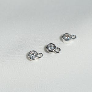 Sterling Silver CZ Round Charm, s925 Silver Gold Rose Gold Charms For Jewelry Making Supplies, Bracelet Charm