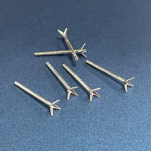 s925 Silver Claw Earring Setting without Back, 925 Silver Earring Post, 4 Prong Earring Post, Claw Earring Component 2.5/3/4/5/6/7/8mm