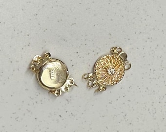 925 Sterling Silver Round Flower Clasp, Pearl Bracelet Clasp