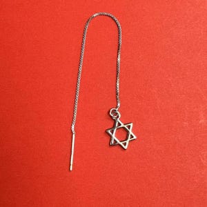 Infila orecchini a catena in argento sterling con ciondolo a stella di David, infila orecchini a forma di stella ebraica in argento 925, infila orecchini anti-ossidazione