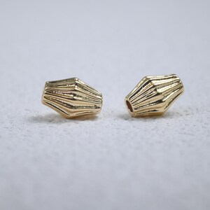 14K Gold Plated Corrugated Pumpkin Bead, Stripe Spacer (5.5*7.7mm)