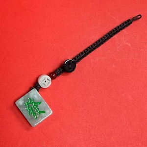 Green Jade Mahjong Tile Charm, Board Game Pendant image 11