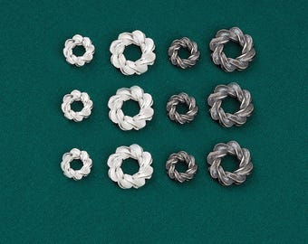 Sterling Silver Spiral Circle Ring Beads, Round Ring Bead, Large Hole Bead, Circle Bead, Bracelet Spacer, Twist Ring Bead, Pony Bead 6mm 9mm