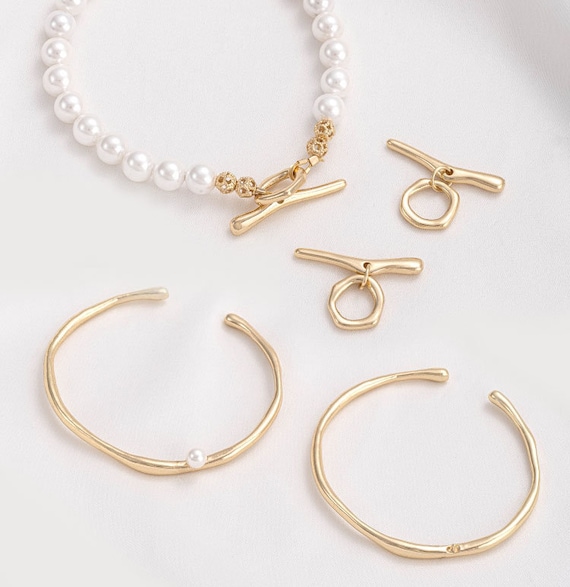 14K Gold Plated Bangle Bracelet Round Cuff Bangle Beading Charm Wire Bracelet Irregular Toggle Clasps Bracelet Clasp Necklace Clasp Etsy Ireland