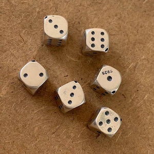 Sterling Silver Dice Beads, Thai silver Dice Cube Beads, 925 Silver Gamble Beads for Bracelet, Gamble Beads, Dice Spacer beads