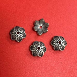Sterling Silver Flower Bead Caps, 7mm Floral Bead Caps, s925 Silver Six Petal Flower Bead Caps For Jewelry Making, Bulk Spacer Beads Caps