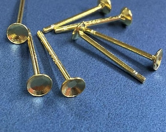 10 Pairs Sterling Silver Earring Posts with Bezel Cup, 2-6mm