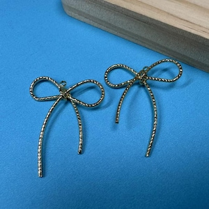 14K Gold Plated Bowtie Charm Pendant, Bowknot Bracelet, Ribbon Necklace, Delicate Earring, Small Charm, Bow Jewelry, Butterfly Knot Charm