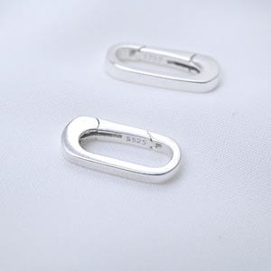 Sterling Silber Rechteck Druckverschluss, Scharnier Oval Feder Tor Verschluss