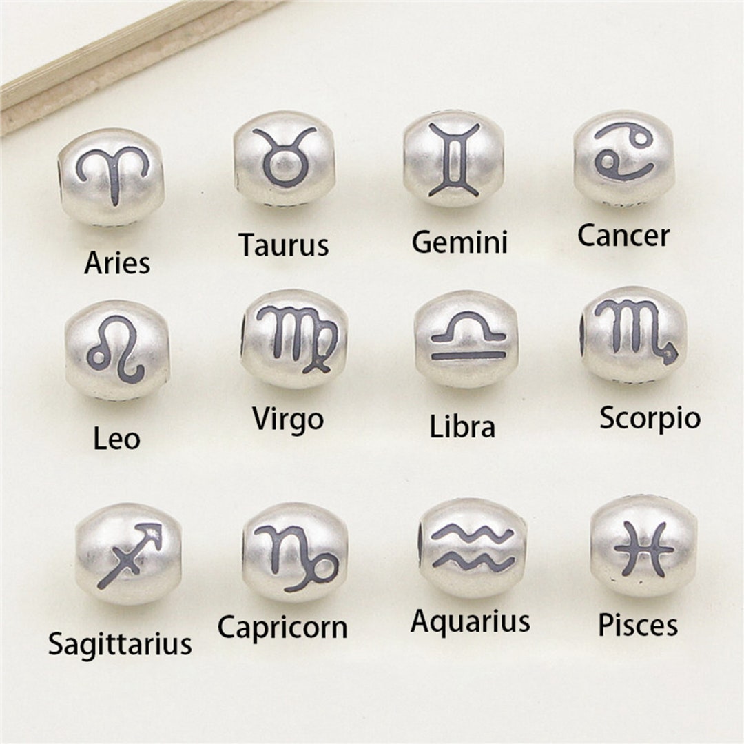 Sterling Silver Beads, Silver Zodiac Bead, Bracelet Beads, Bracelet