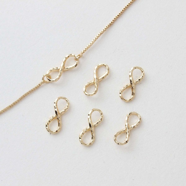 18K Gold Plated Small Infinity Connector Charms, Gold Tone Infinity Charm, Shiny Gold Tone Infinity Connectors for Bracelet Necklace