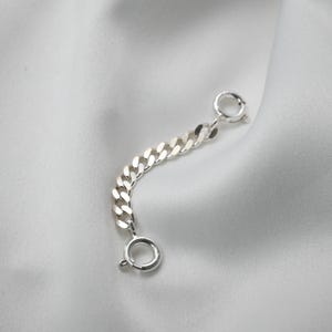 S925 Sterling Silver Curb Chain Necklace Extender with Ring Clasp