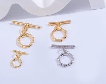 Cierres de palanca chapados en oro de 18 quilates, juego de cierres para pulseras y collares