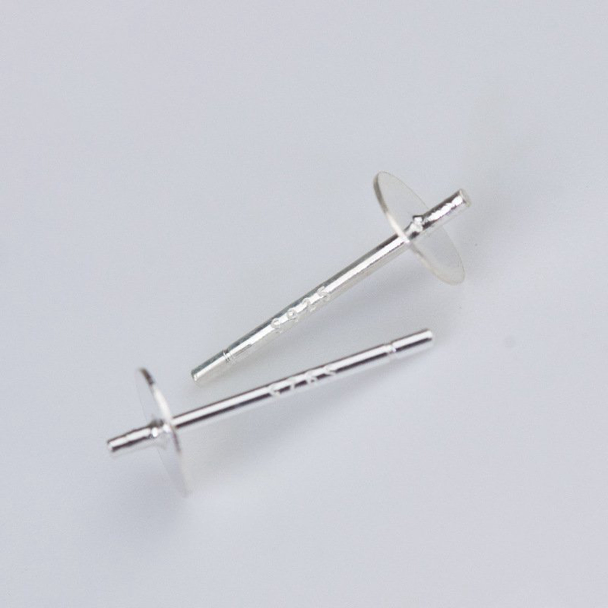 Sterling Silver Flat Pad Earring Posts with Pair of Backs, 4mm – Beaducation