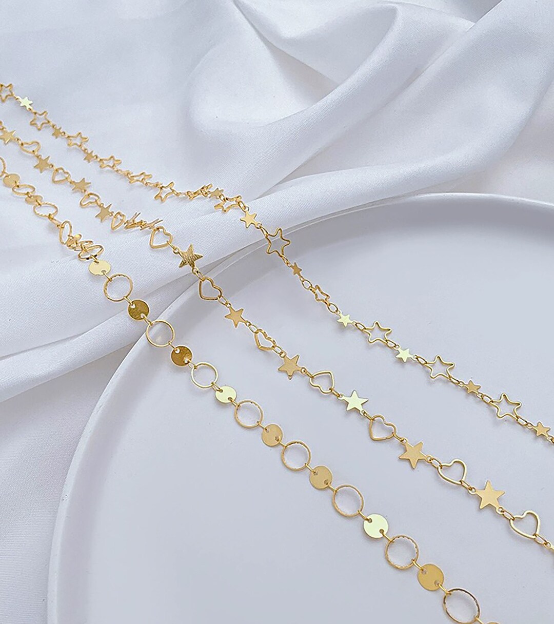 UMAOKANG Gold Plated Stainless Steel Jewelry Chains - 10 Pack, 18 Inch, 1mm Wide, With Clasps For DIY Making