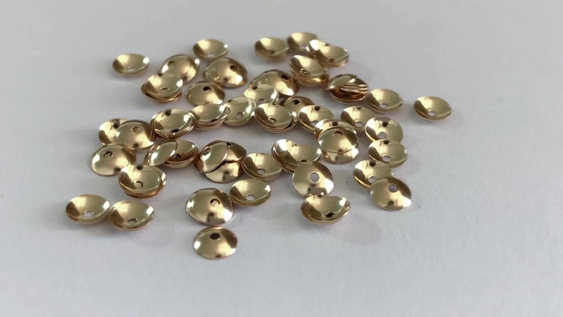 14K Gold Filled Bead Caps, 3mm 4mm Bead Caps, Gold Filled Blank Bead Caps For Jewelry Making Supplies, Bulk Spacer Beads Caps image 4